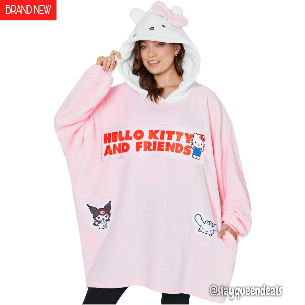 Oversized Fleece Hoodie Blanket Pullover with Pockets for Lounging